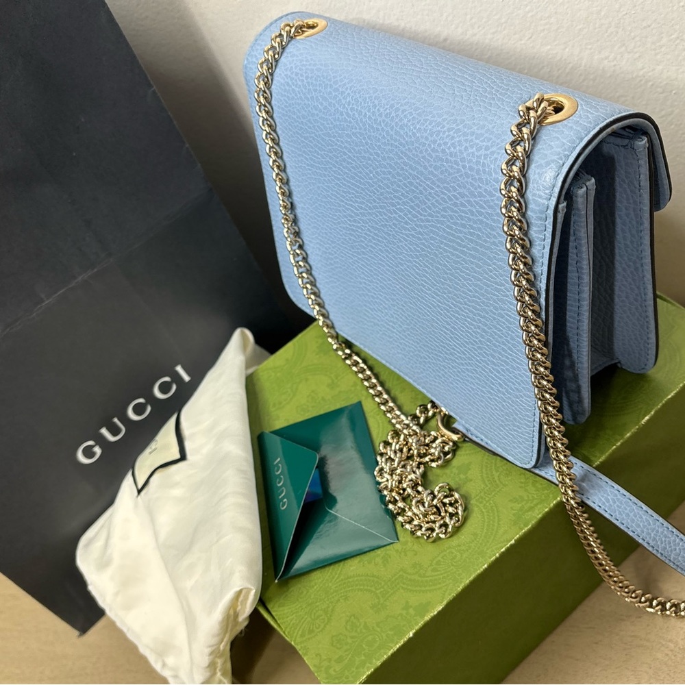 Gucci Pale Blue Leather Chain Crossbody Bag with Siver Hardware - Picture 2 of 16